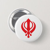 Sikh Khanda Red Ronde Button 5,7 Cm (Voorkant /achterkant)