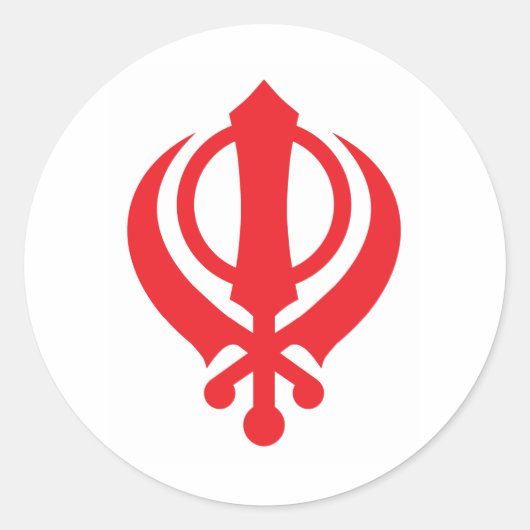Sikh Khanda Red Ronde Sticker (Voorkant)
