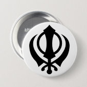 Sikh Khanda Ronde Button 7,6 Cm (Voorkant /achterkant)