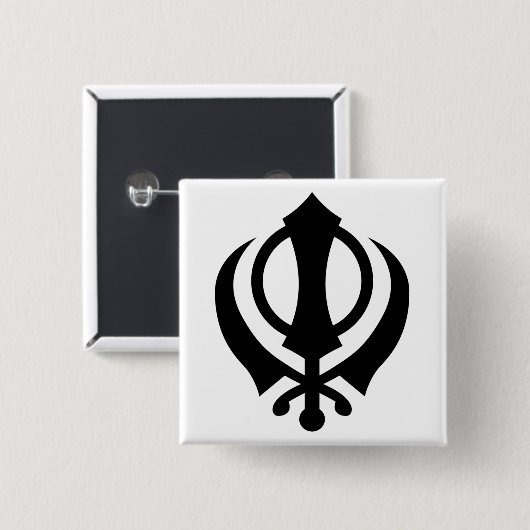 Sikh Khanda Vierkante Button 5,1 Cm (Voorkant /achterkant)