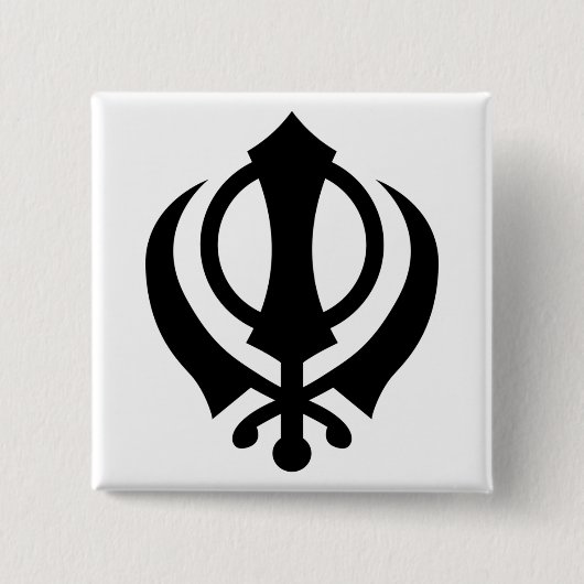 Sikh Khanda Vierkante Button 5,1 Cm (Voorkant)