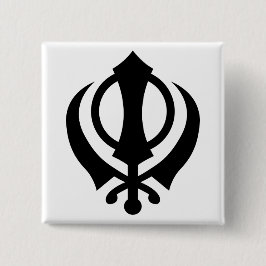 Sikh Khanda Vierkante Button 5,1 Cm