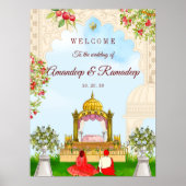 Sikh paar bruiloft welkom teken Anand Karaj teken Poster (Voorkant)