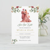 Sikh Save the Date sjabloon Punjabi Save the Date Kaart (Staand voorkant)