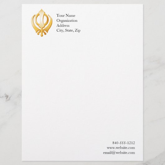 Sikh-symbool Briefhoofd Sjabloon (Voorkant)