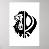 Sikh-symbool khanda met Half Lion Face Poster (Voorkant)
