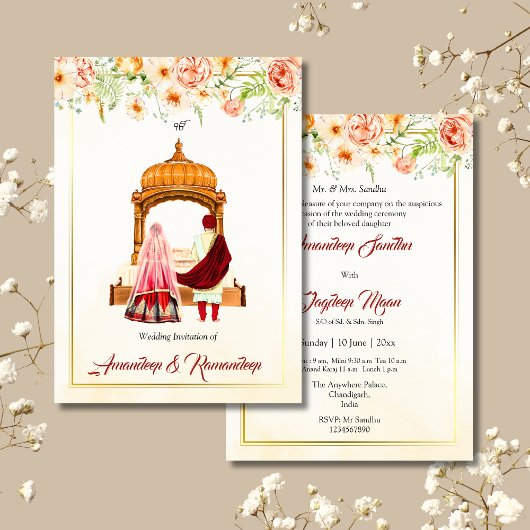 Sikh trouwuitnodiging Punjabi trouwuitnodiging Kaart