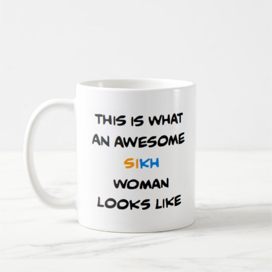 sikh woman, awesome coffee mug koffiemok (Links)