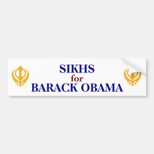 SIKHS VOOR OBAMA-BUMPERSTICKER BUMPERSTICKER (Voorkant)