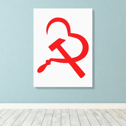 Sikkel En Hamer, Hart, Liefde, Communisme Canvas Afdruk (Insitu (Houten vloer))