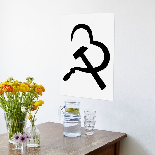 Sikkel en hamer, hart, liefde, communisme folie afdrukken (Laag (Keuken))