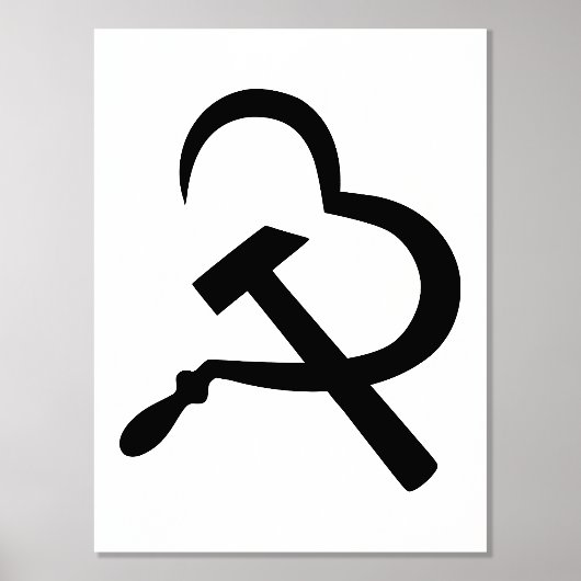 Sikkel en hamer, hart, liefde, communisme folie afdrukken (Voorkant)