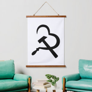 Sikkel En Hamer, Hart, Liefde, Communisme Hangend Wandkleed
