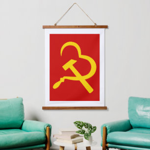 Sikkel En Hamer, Hart, Liefde, Communisme Hangend Wandkleed