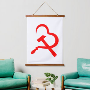 Sikkel En Hamer, Hart, Liefde, Communisme Hangend Wandkleed