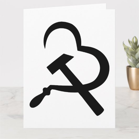 Sikkel en hamer, hart, liefde, communisme kaart (Kleine Plant)