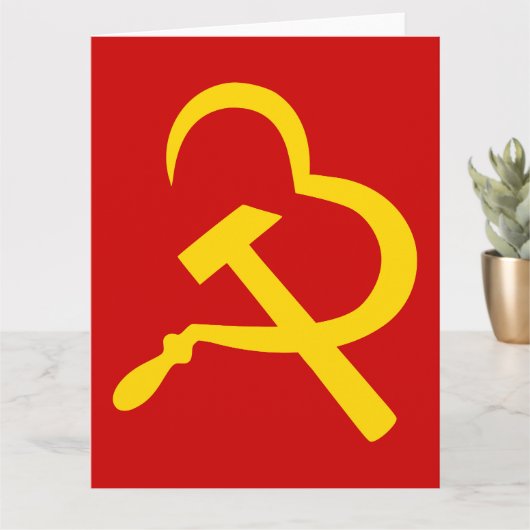 Sikkel en hamer, hart, liefde, communisme kaart (Kleine Plant)