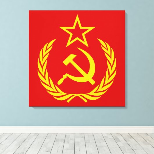 Sikkel en hamer, USSR, CCCP, Communisme Canvas Afdruk (Insitu (Houten vloer))