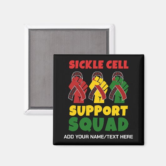 SIKKELCEL Awareness SUPPORT SQUAD Aangepaste naam Magneet (Voorkant / Achterkant)
