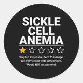 Sikkelcelanemie One Star Rating Funny Awareness Ronde Sticker (Voorkant)