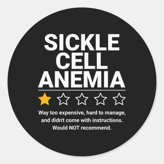 Sikkelcelanemie One Star Rating Funny Awareness Ronde Sticker (Voorkant)