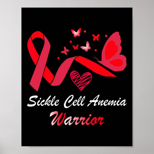 Sikkelcelanemie Warrior Butterfly Support Red R Poster (Voorkant)