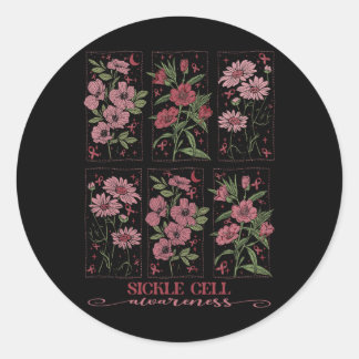 Sikkelcelbewustzijn Bourgogne Bloemlint Ronde Sticker