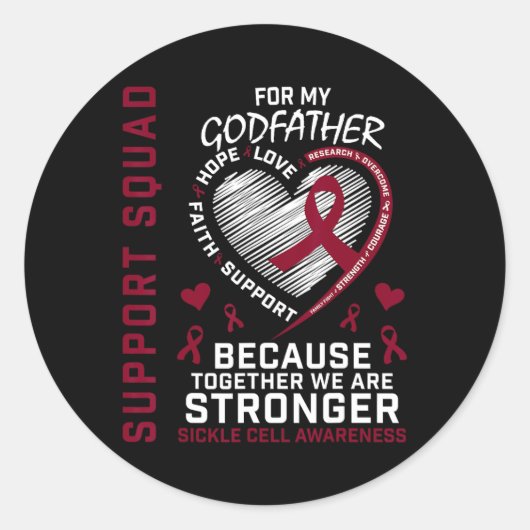 Sikkelcelbewustzijn items Godfather Support Squa Ronde Sticker (Voorkant)