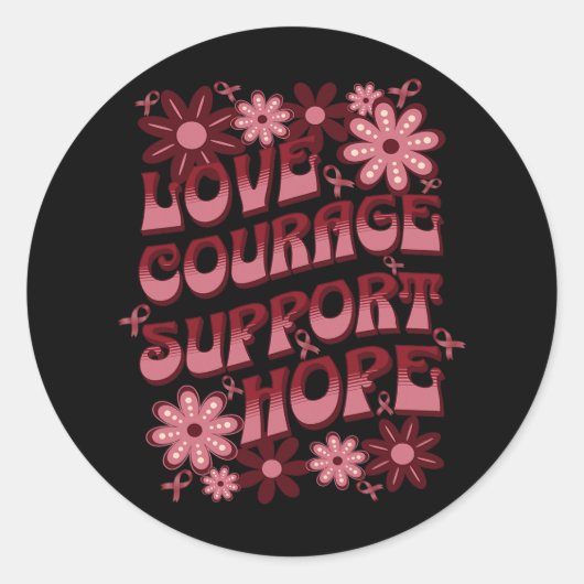 Sikkelcelbewustzijn Liefde Moed Steun Hoop Ronde Sticker (Voorkant)