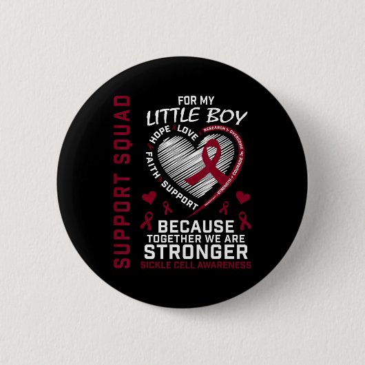 Sikkelcelbewustzijn Shirt Little Boy Support GRO Ronde Button 5,7 Cm (Voorkant)