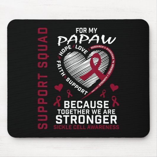 Sikkelcelbewustzijn Shirt Papaw Support Group Te Muismat (Voorkant)
