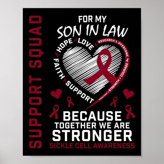 Sikkelcelbewustzijn Shirt Son in Law Support GRO Poster (Voorkant)