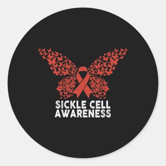 Sikkelcelbewustzijn Vlinder Sikkelceloorlog Ronde Sticker (Voorkant)