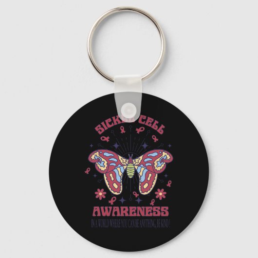 Sikkelcelbewustzijn Warrior Butterfly Be Kind Sleutelhanger (Voorkant)