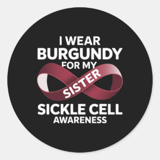 Sikkelcelbewustzijnsmaand Ik Draag Bourgogne voor  Ronde Sticker