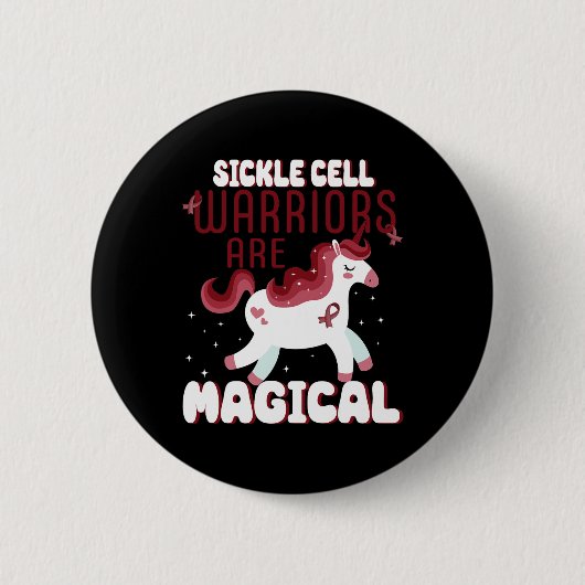 Sikkelcelkrijgers zijn magische eenhoorn Bourgondi Ronde Button 5,7 Cm (Voorkant)