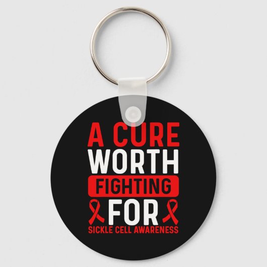 Sikkelcelziekte Awareness Ribbon Cure Warrior Sleutelhanger (Voorkant)