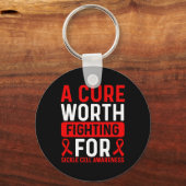Sikkelcelziekte Awareness Ribbon Cure Warrior Sleutelhanger (Voorkant)