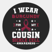 Sikkelcelziekte SCD Bourgondisch bewustzijnslint Ronde Sticker (Voorkant)