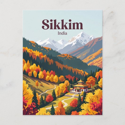Sikkim India Briefkaart (Voorkant)