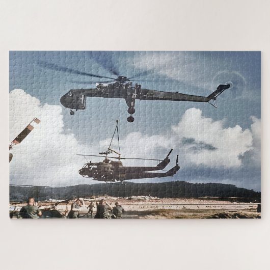 Sikorsky Skycrane met twee huey's Legpuzzel (Horizontaal)