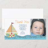 Sil Boat Boy's Birthday Party Bedankt Fotokaart (Voorkant / Achterkant)