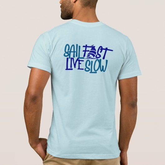 Sil Fast Nautical blue print op achterzijde T-shirt (Achterkant)