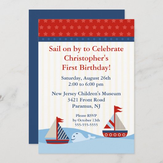 Sil op by & Celebrate Birthday Invitation Kaart (Voorkant / Achterkant)