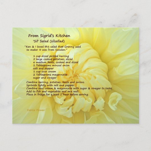 Sil Salad Recipe Briefkaart (Voorkant)