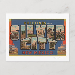 Silber City, New Mexico - Grote Letter-scènes Briefkaart