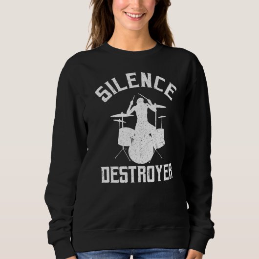 Silence Destroyer Drums Percussionist Women Mannen Trui (Voorkant)