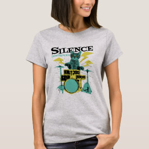Silence Destroyer Schattigee kat spelen drums T-shirt