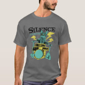 Silence Destroyer Schattigee kat spelen drums T-shirt (Voorkant)