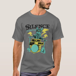 Silence Destroyer Schattigee kat spelen drums T-shirt